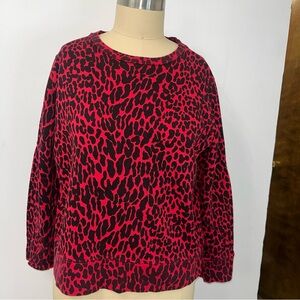 MOTHER Red and Black Leopard Print Sweatshirt